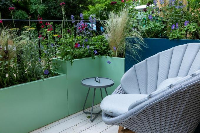 chelsea flower show 2023 trädgårdsdesign behållare och balkong