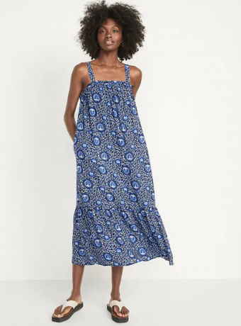 Ärmlös Tie-Back Cutout Maxi Swing Dress