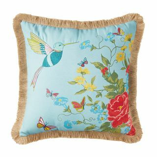 Pioneer Woman Sweet Rose Broderad Bird Outdoor Kudde