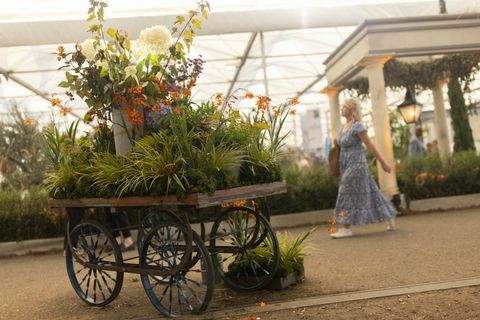 inne i den stora paviljongen på rhs chelsea flower show 2021