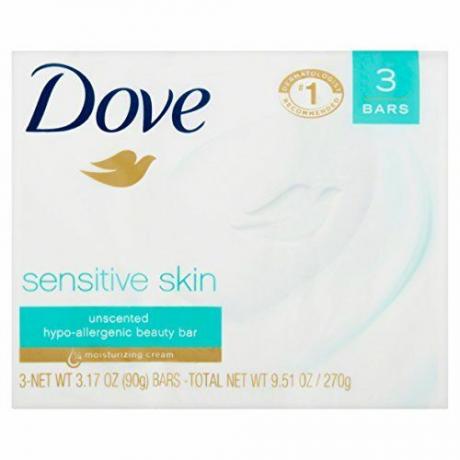 Dove Sensitive Skin Beauty Bar, Oparfymerad, 3 Count, förpackning om 1