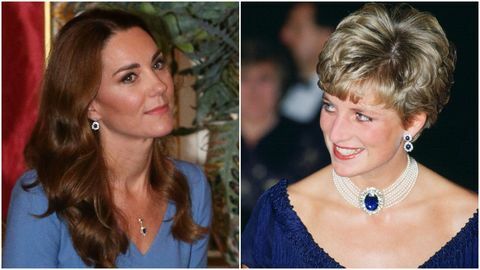en delad bild av Kate Middleton och Princess Diana