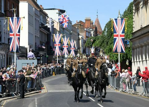 En repetition för kunglig bröllopstransport äger rum den 17 maj 2018 i Windsor, England