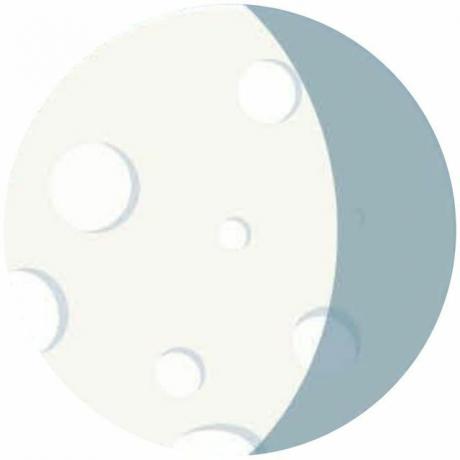 avtagande gibbous månfas, liten del av höger sida av månen är inte upplyst