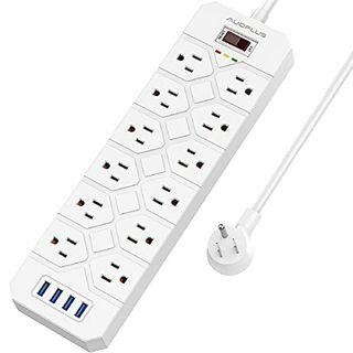 Power Strip med 12 uttag, 4 USB-portar