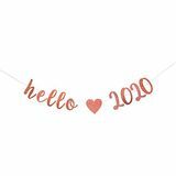 Rose Gold Glitter Hello 2020 Banner