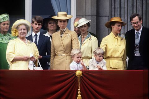 Prinsessan Anne på balkongen i Buckingham Palace, 1980