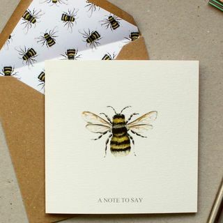 Handbehandlad Bumble Bee Stationery Set Brevskrivsats designad med valfri brevpapper av CottageRts Lovely Birthday Present
