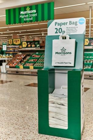 Återanvändbar papperspåse - Morrisons introducerar pappersbärspåsar i amerikansk stil för att minska plastanvändningen