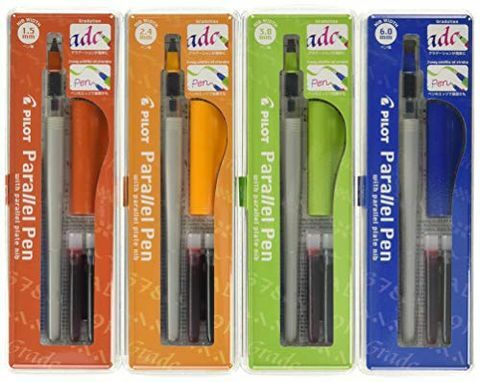 Pilot Parallel Calligraphy Pen Set, 1,5 mm, 2,4 mm, 3,8 mm och 6 mm med Bonus Ink Cartridge (P9005SET) från Pilot