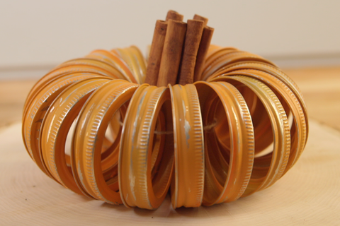 Vi Upcycled Mason Jar Bands in the Cutest Pumpkin Decor Ever
