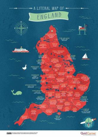 Bokstavsnamnkarta över Storbritannien - England - Quick Quid