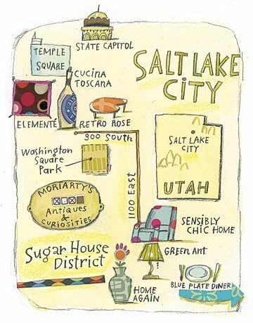 Illustrerad karta över Salt Lake City