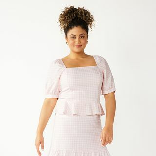 Puffärm Squareneck Peplum Topp