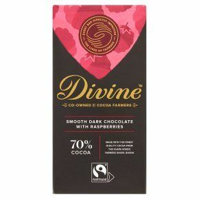 Divine Fairtrade 70% mörk choklad med hallon90g