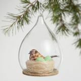 Fågelbo i Glass Cloche Ornament